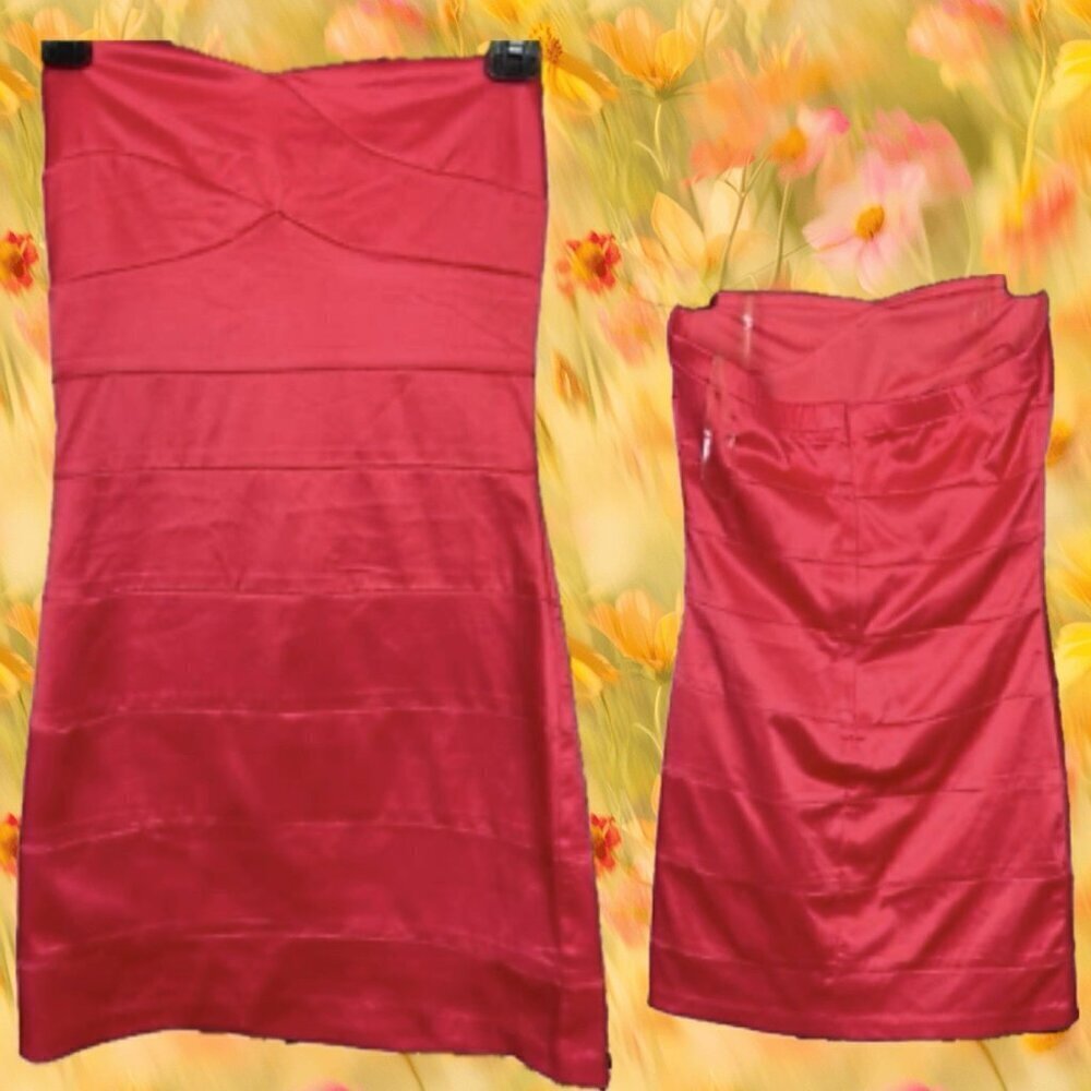 Wishes Wishes Wishes 7 Juniors Coral Zip Back Seam Detail Strapless Mini Dress